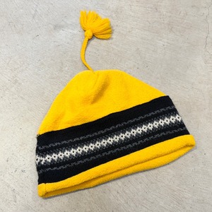 1990s EDDIE BAUER FLEECE BEANIE YELLOW/JACQURD