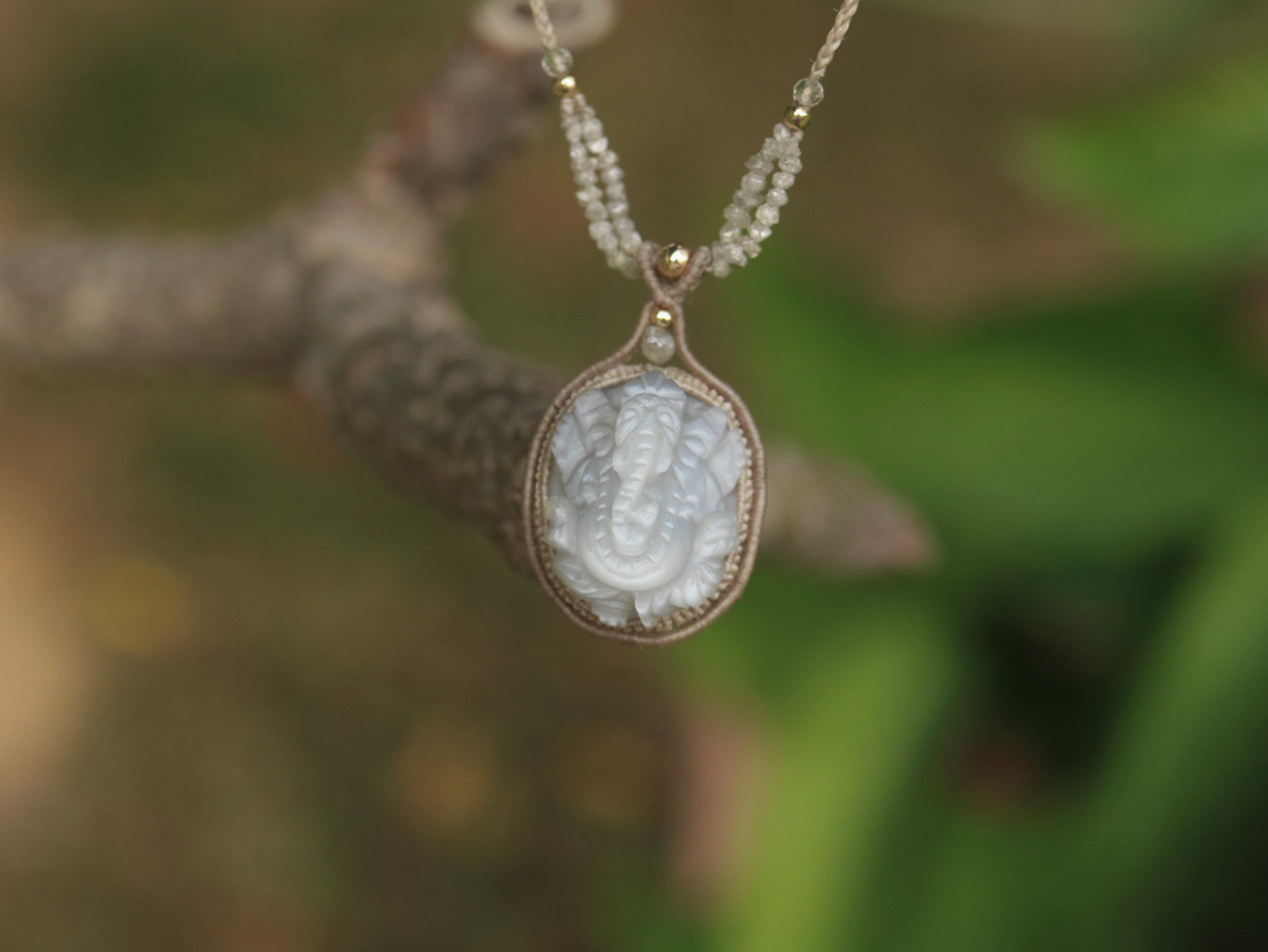 グレームーンストーン ガネーシャ ペンダント