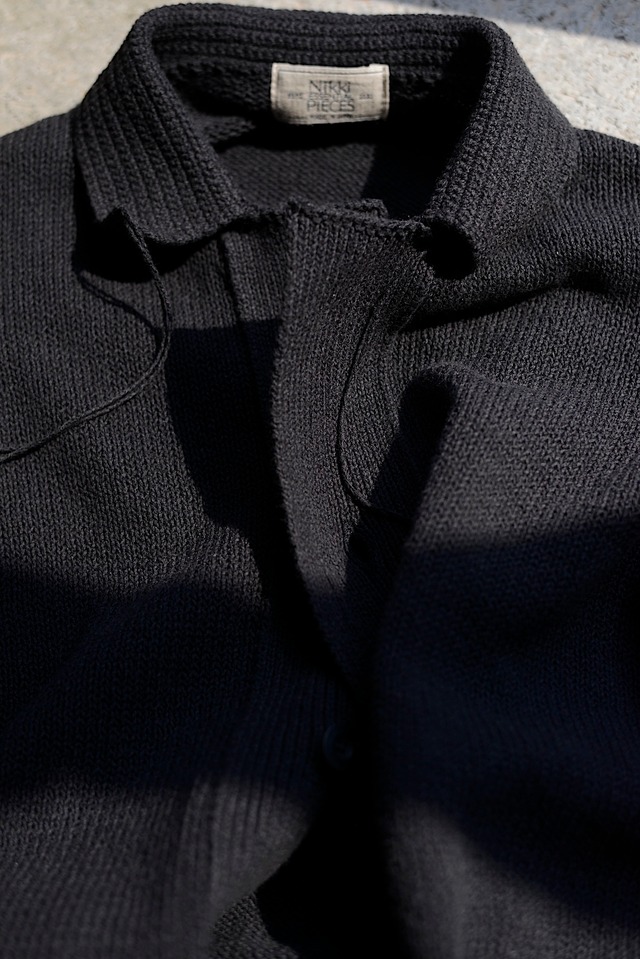 Nikki ESSENTIAL PIECES / cotton Fancy yarn crochet collar Knit jacket (charcoal)