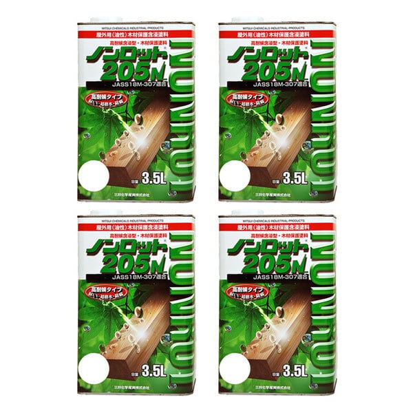まとめ買い 3.5L缶×4缶 ノンロット205N 屋外白木用 2色 三井化学産資 前田工繊産資 透明 高含浸タイプ JASS 18M-307適合 391