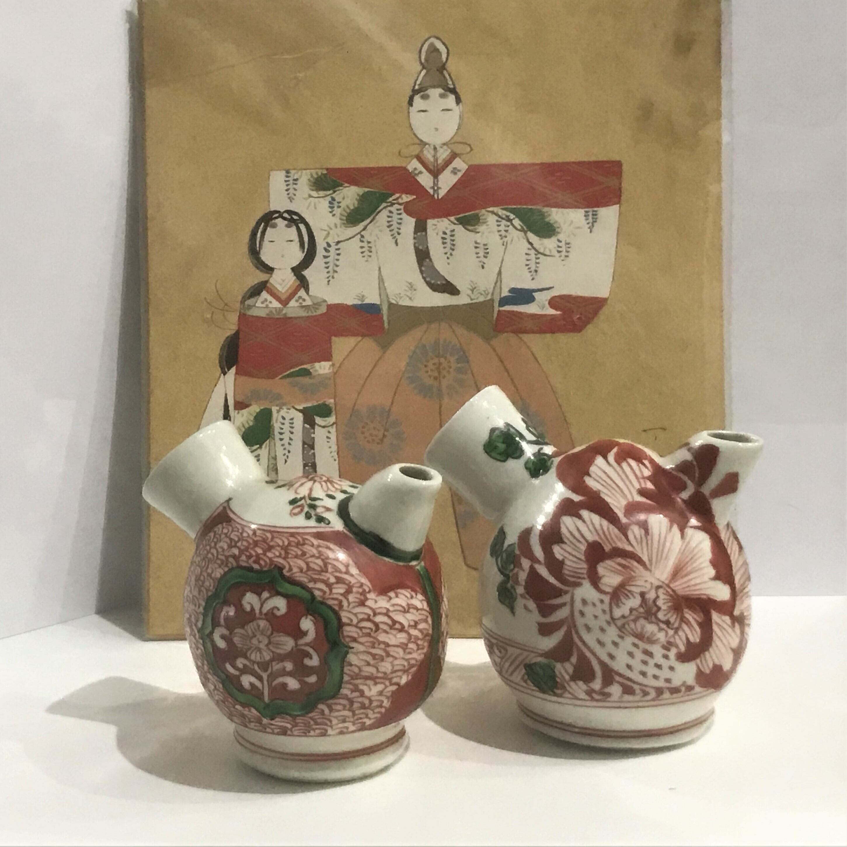 置物 徳利 二口燗 おうち時間 吉祥文様 手作り 手描き 一点物