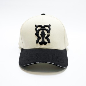 T.C.R MONOGRAM LOGO 6PANEL TRUCKER CAP - BEIGE / BLACK