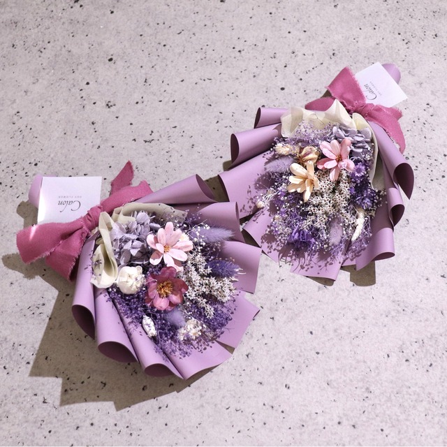 【おまかせパープル系】ドライフラワーの花束Sサイズ