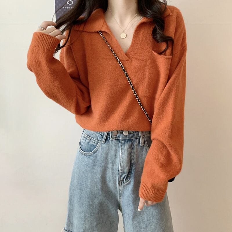 プルオーバー セーター スプリングオータムルーズニットトップス 春物 秋物 試着室4214468446