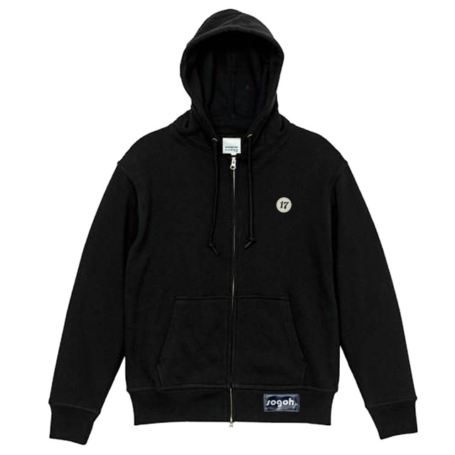 【INACITY APPAREL】17刺繍ワッペン sogohパッチ付き 12.7オンス 裏パイル ダブルジップ フルジップ スウェット パーカー ブラック