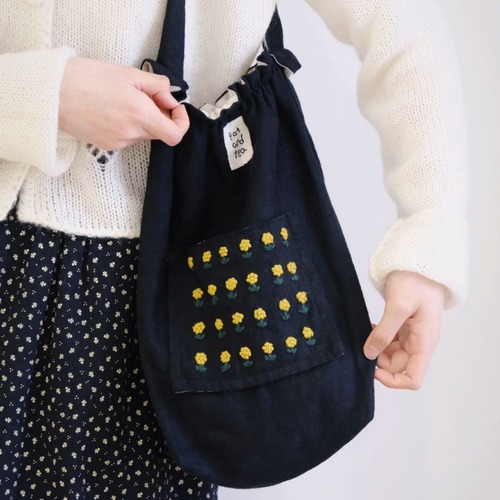 2色/小花刺繍の巾着バッグ ・11963