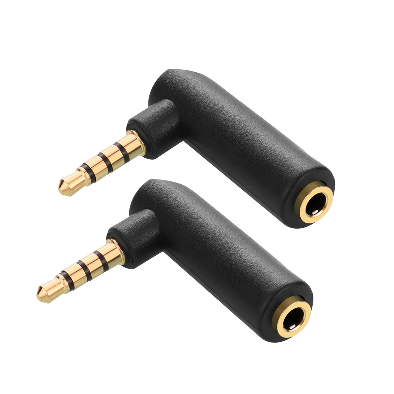 Borsuer L字型3.5mm ステレオミニプラグ 2個セット 4極 3.5mm L型変換コネクタ 90度 ミニジャック イヤホン接続 角度変換コネクタ 金メッキ