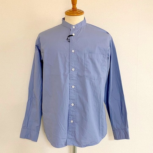 One Wash Band Collar L/S Tapered Shirts　Blue Gray Broad