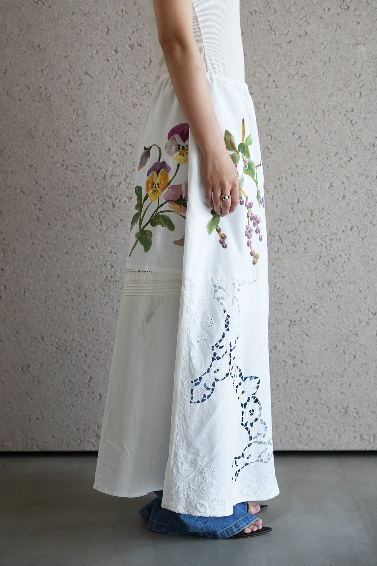 vintage lace skirt white*strawberry