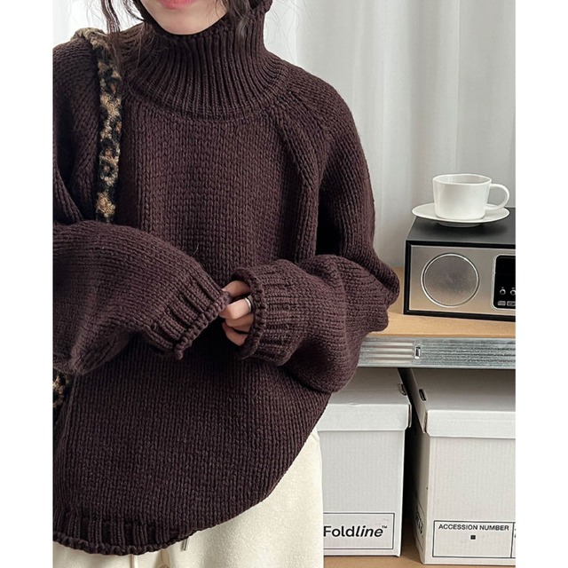 high-neck chunky knit　J00308