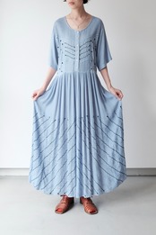 Misty blue embroidered maxi dress