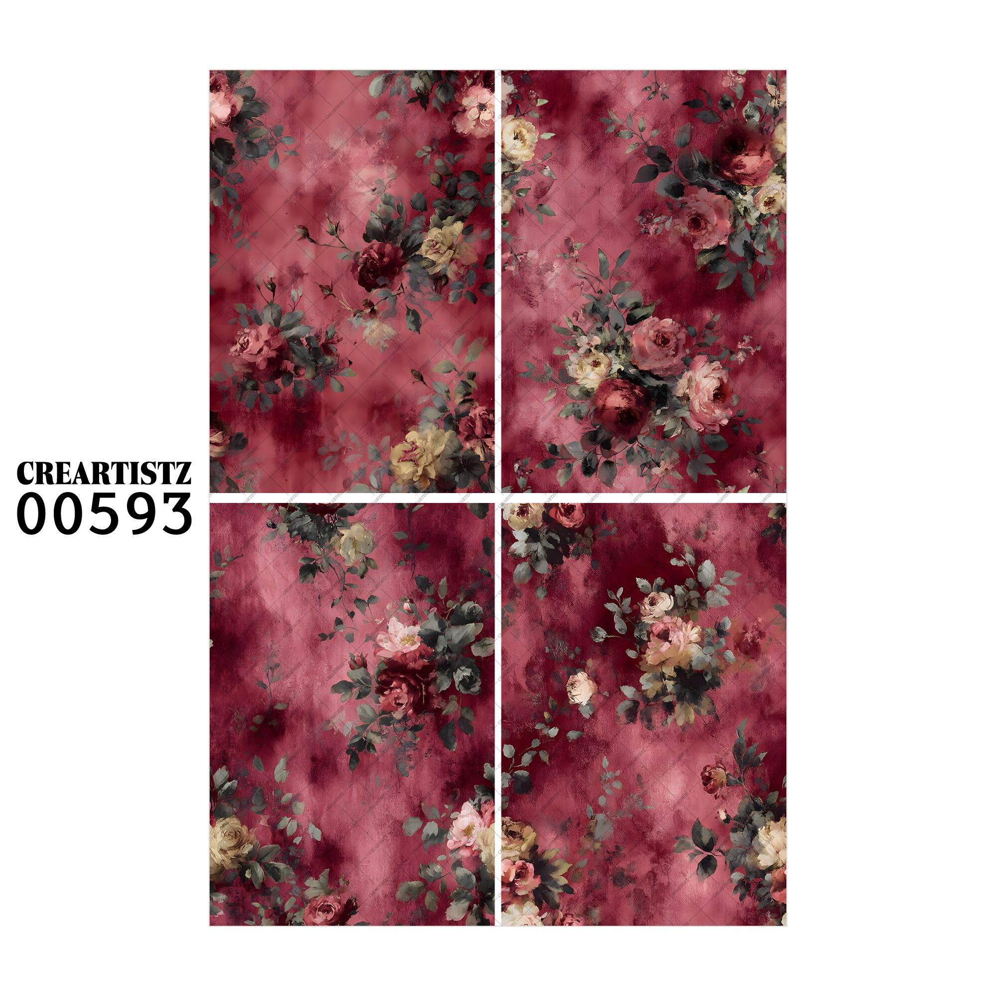 00593 背景 コラージュ素材 オリジナル 12枚セット (4種類×3枚) ペーパー/ステッカー CREARTISTZ