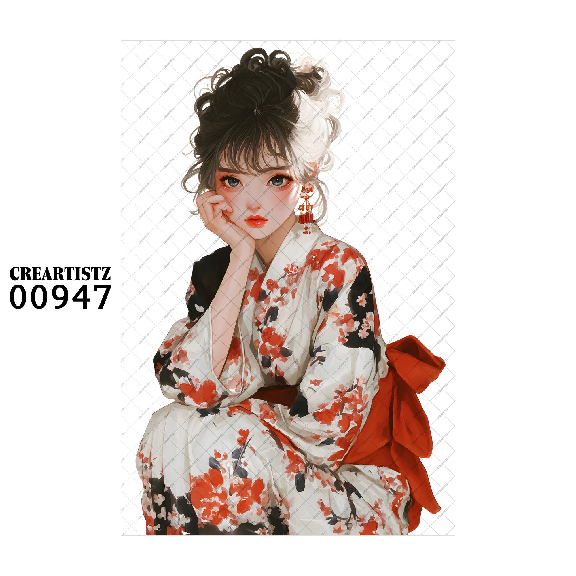 00947 ガール キュート オリジナル ペーパー/ステッカー 4枚セット CREARTISTZ