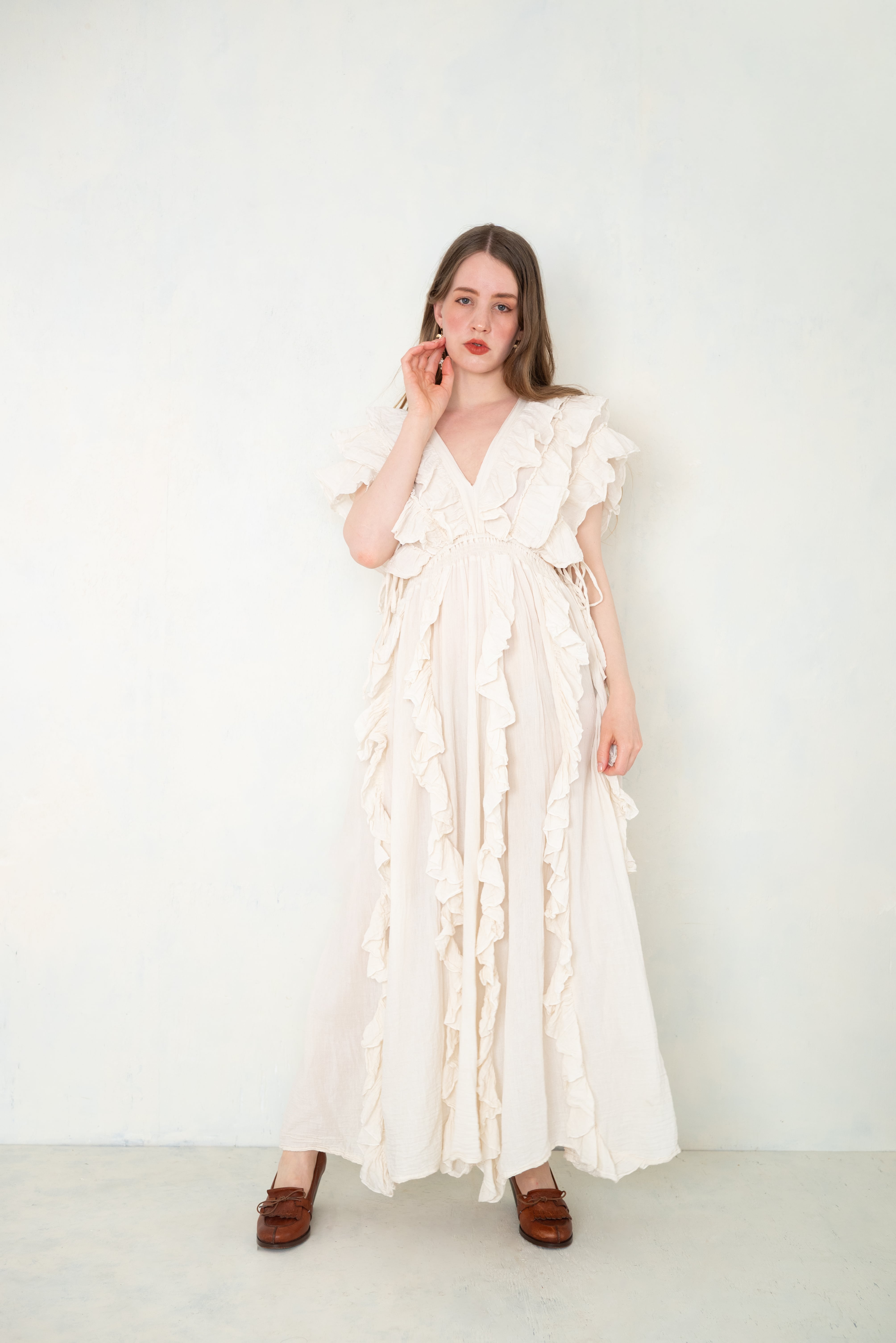 Melphine Dress(メルフィーヌ)恋を纏う幻想/オーガニックコットンフリルロングドレス