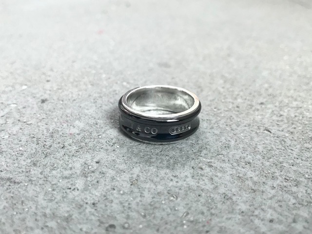 Tiffany & Co. 1837 black × silver narrow ring silver 925 TI