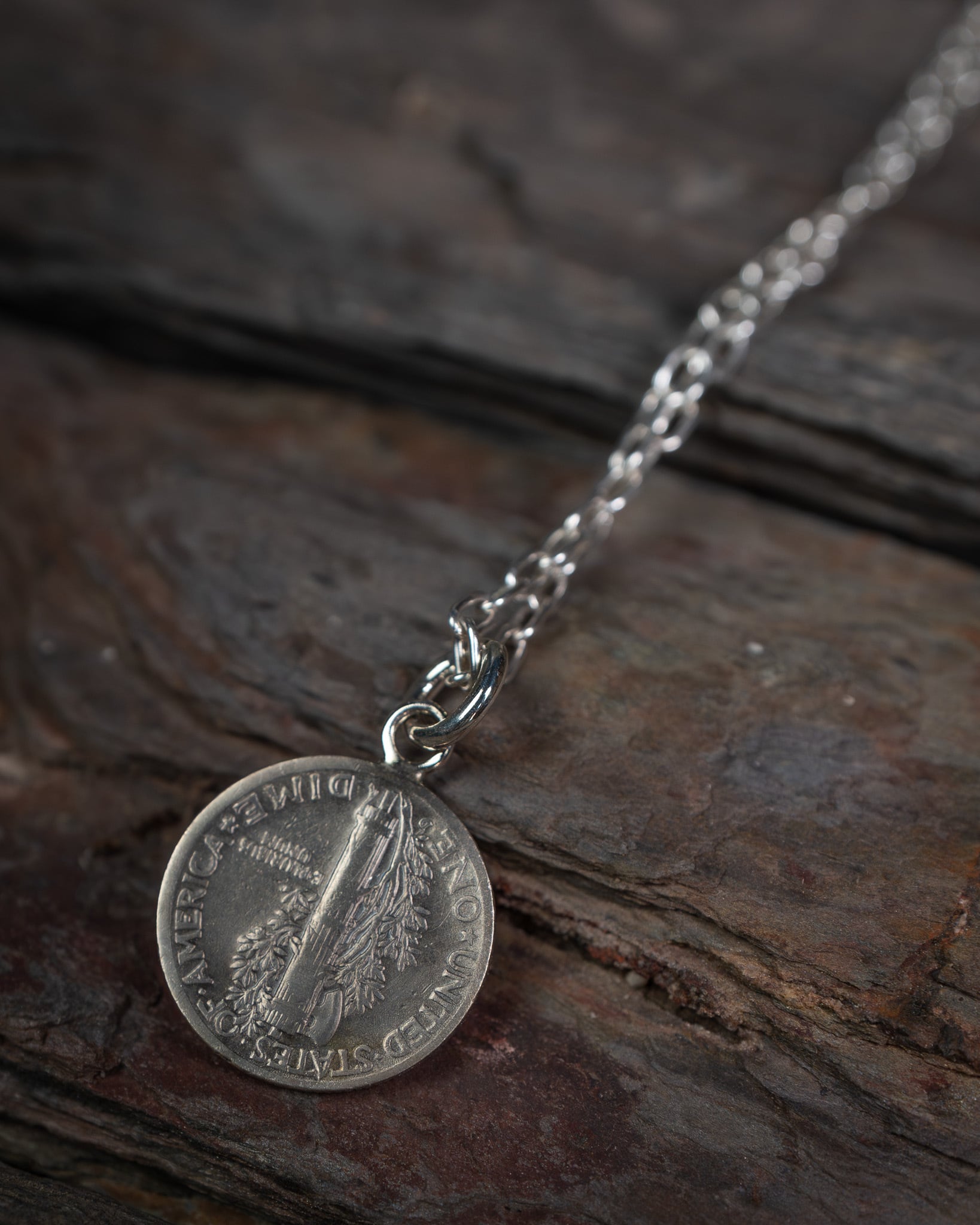 Button Works】Mercury Dime Coin Necklace Silver 900 Silver 925
