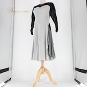 社交ダンス 衣装 スタンダード ドレス ワンピース レッスンウェア パーティドレス レディース 花柄 レース ブラック系 シルバー系 黒 長袖 シック 光沢感 滑らかな触り心地 繊細な花柄 おしゃれ パーティー トレーニング 衣装 結婚式 フォーマル 体型カバー 風合い ドレッシー セクシー 研修 競技用 複数サイズ展開 透け感