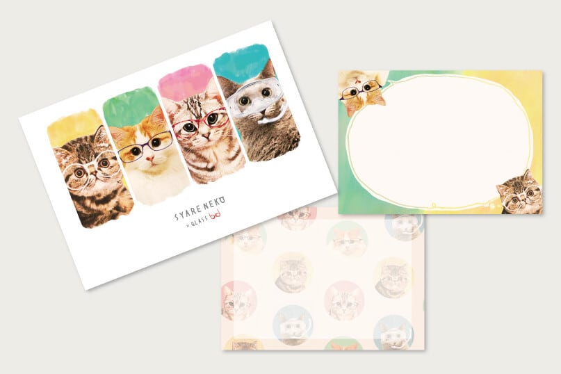 ☆ねこメモパッド｜SYARENEKO×GLASS 猫 ネコ ねこ 猫雑貨 ねこモチーフ ネコ柄 コンパクトサイズ かわいい 文具 メモ帳