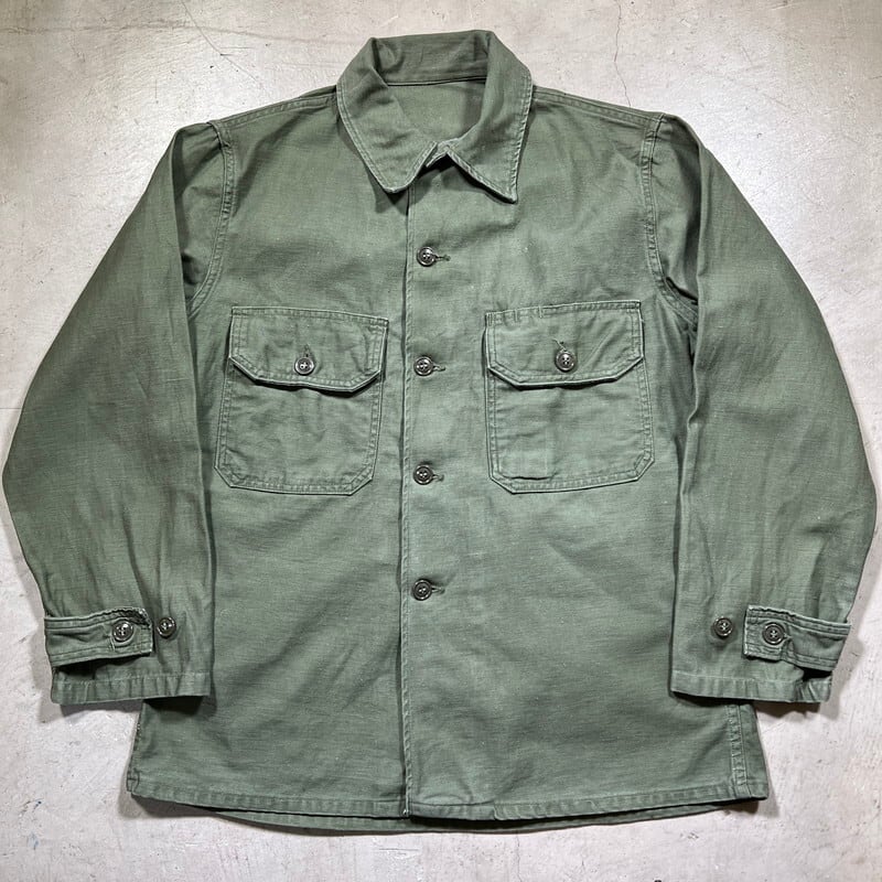 60's 's U.S.ARMY OG107 コットンサテンユーティリティーシャツ 筒袖 