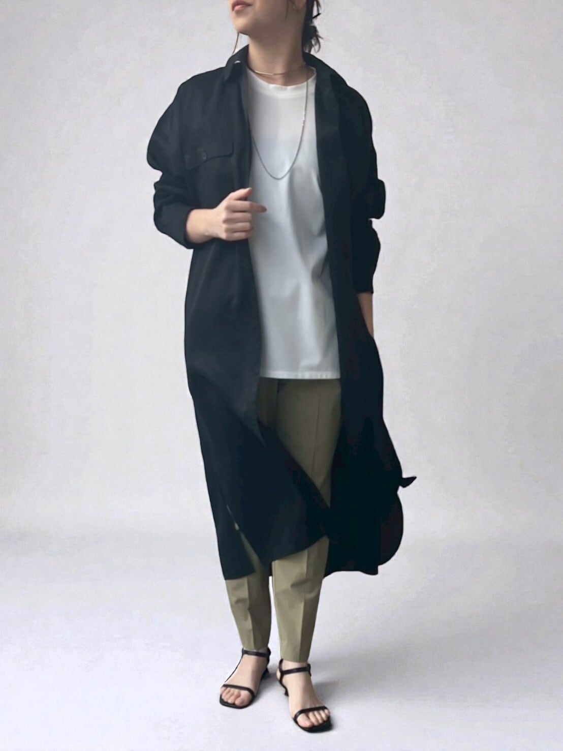 アクラグラナダモノフィラリネンシャツワンピース(ブラック)