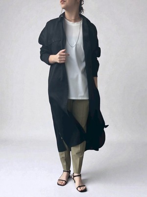 アクラグラナダモノフィラリネンシャツワンピース(ブラック)