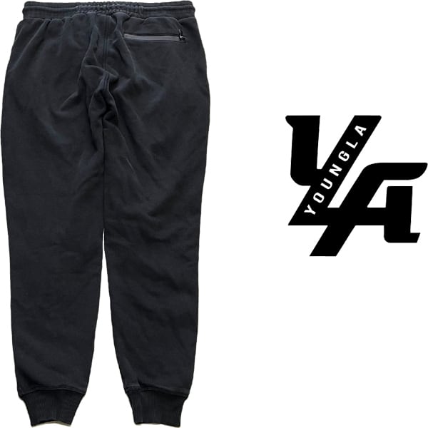 【】ヤングエルエー 1点物◇YoungLAヤングエルエー黒スウェットパンツ古着メンズL