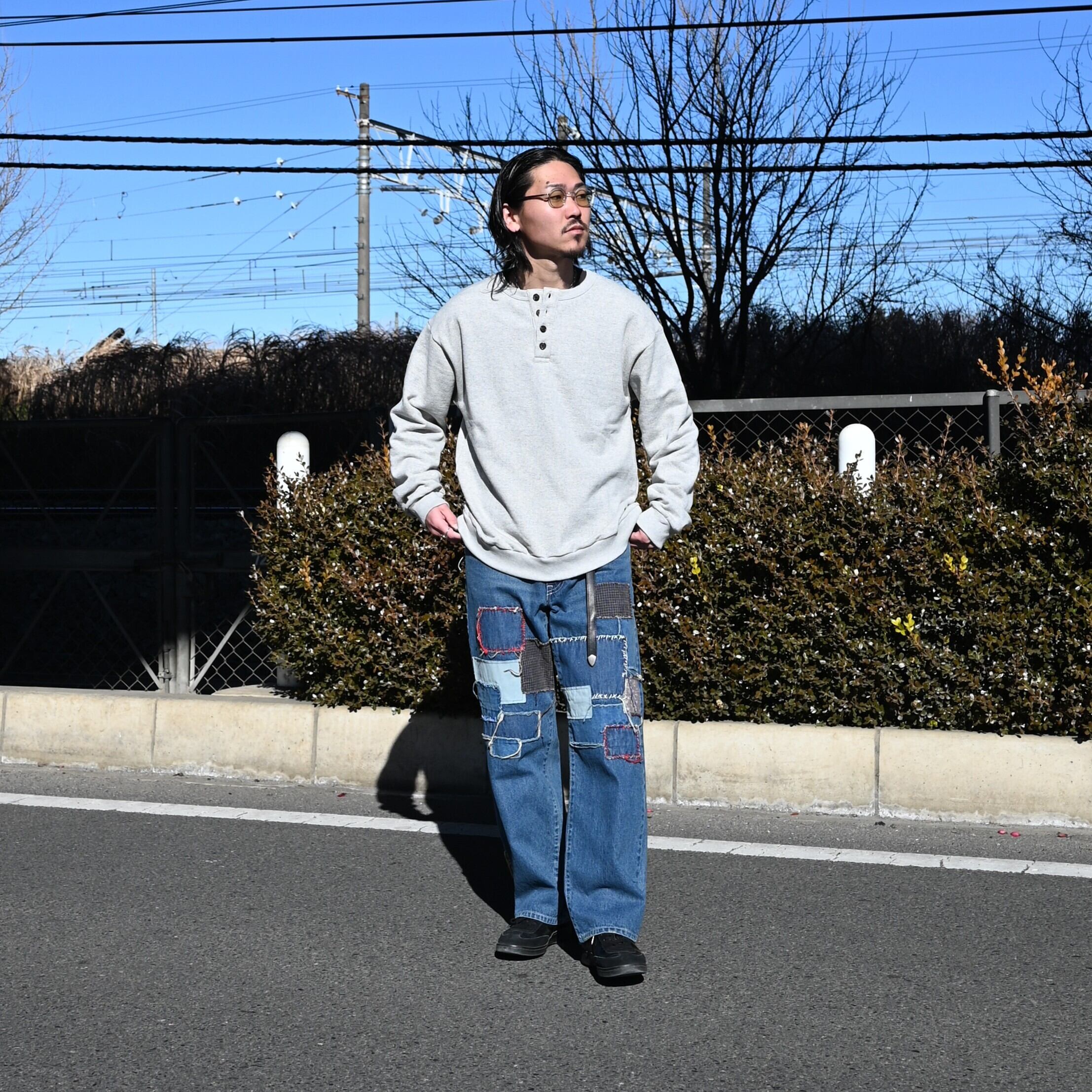 KUON / Sashiko Mended Denim Trousers | GANKO