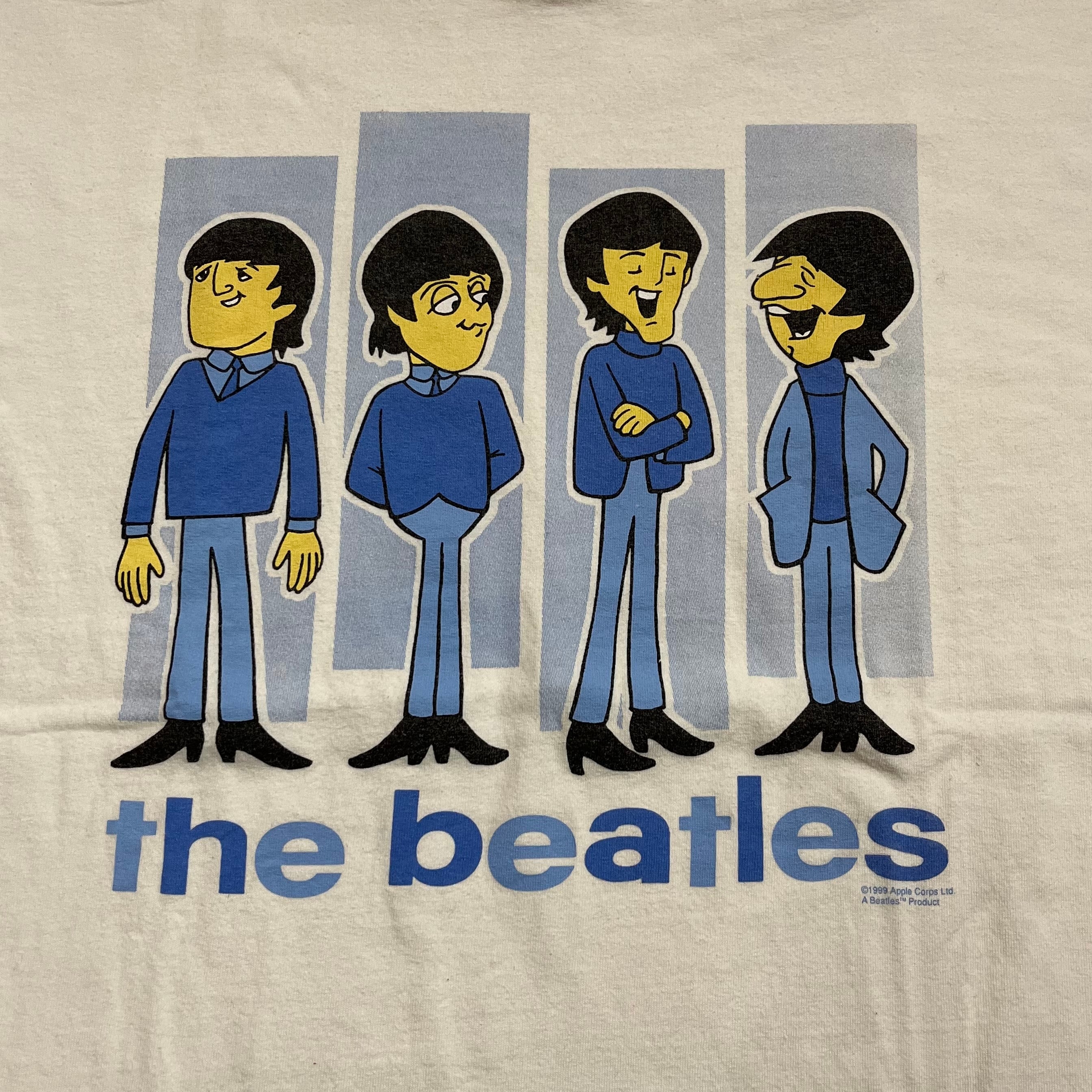 年代 size：L The Beatles アニメ・ザ・ビートルズ メンバーイラスト バンドTシャツ バンT 白 古着 古着屋 高円寺  ビンテージAL