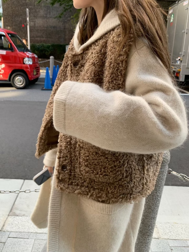 (予約) mellounge / Pony far vest 2color