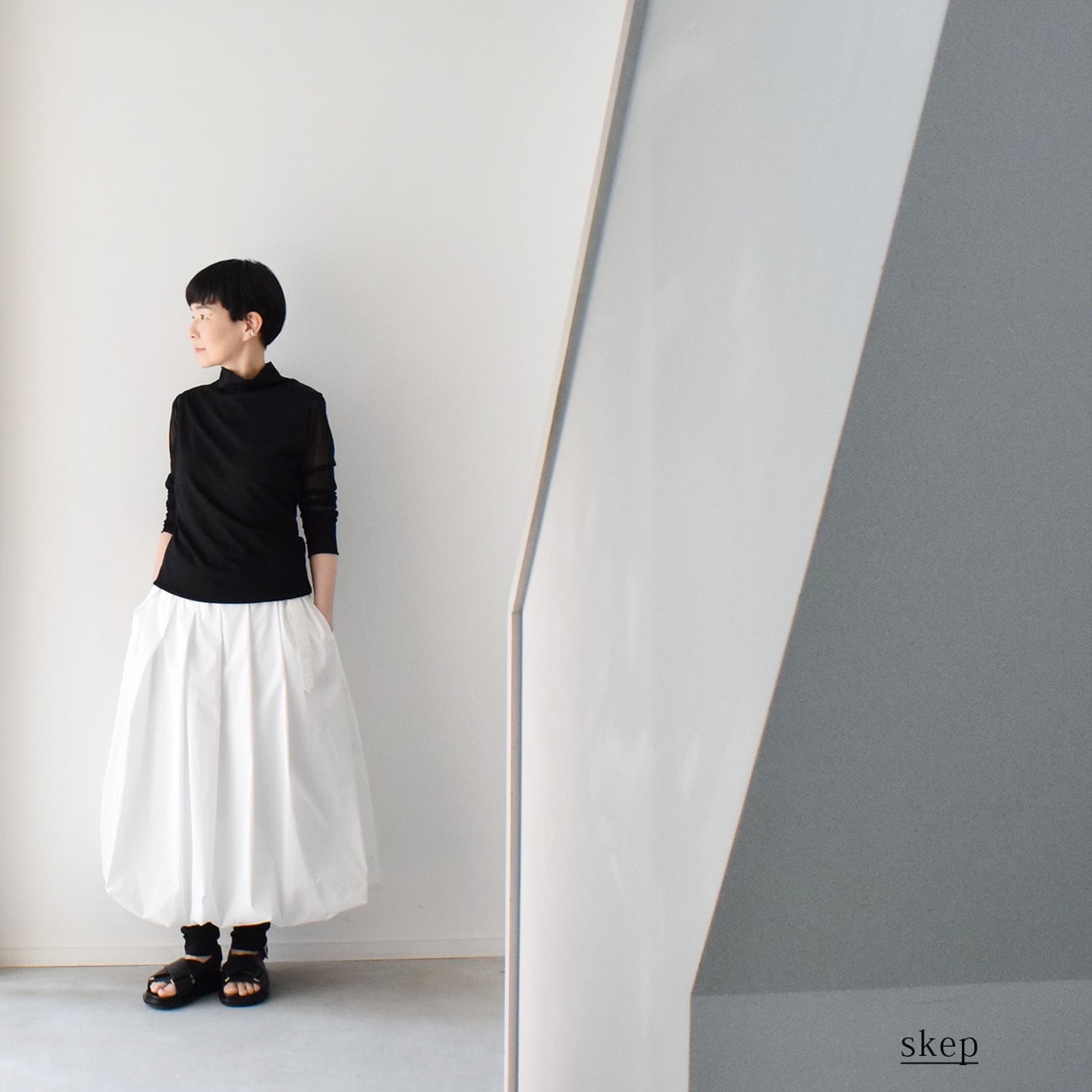 バルーンスカート：白［SK33STWH］ | skep-online shop