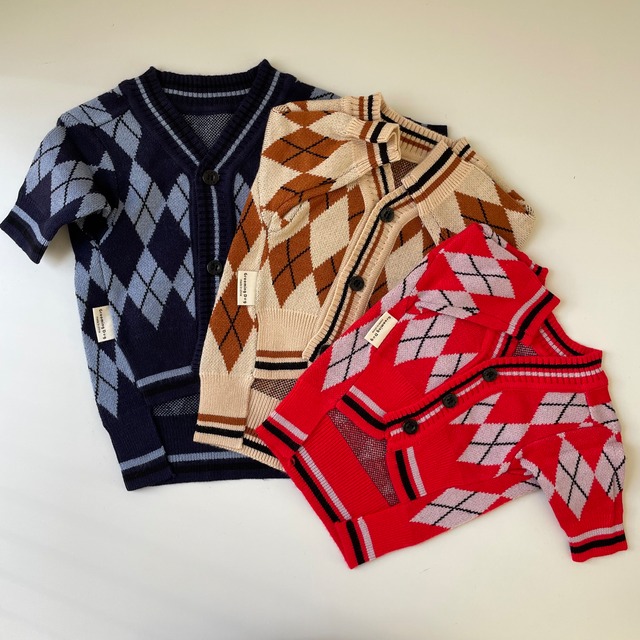 【即納】／argyle cardigan