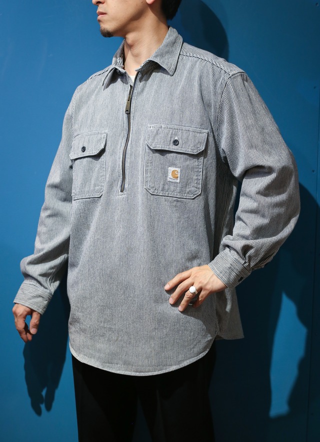 Carhartt hickory stripe denim pullover tops