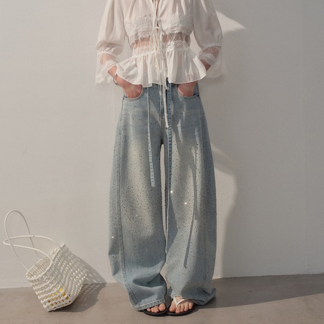ラインストーンデニムパンツ　2litr06371