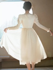 【0167】Lace-up Ribbon Tulle Long Sleeve Dress