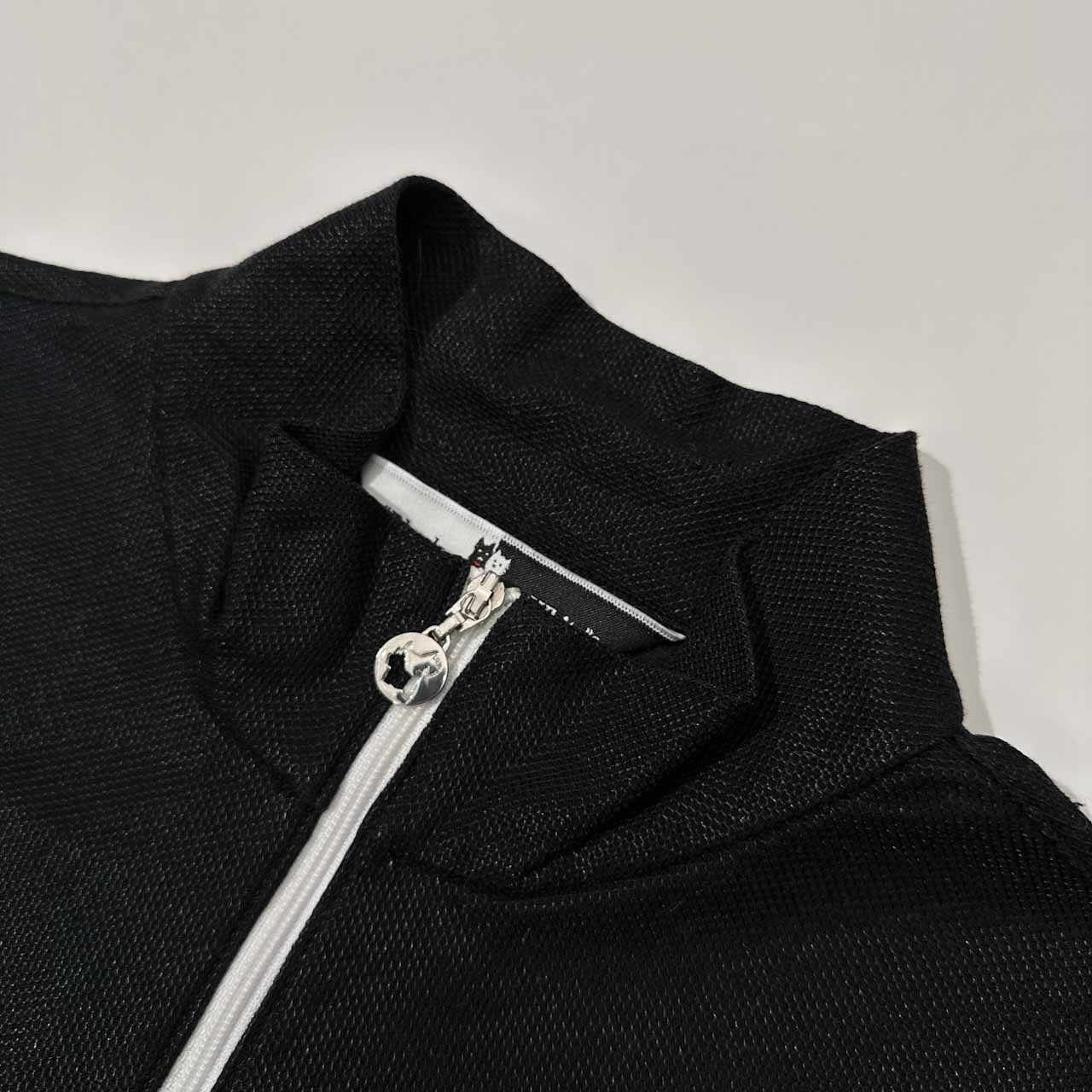 Black&White ブラックアンドホワイト ブラック&ホワイト 花柄刺繍 ハーフジップ 半袖 シャツ サイズ 1 /ブラック/レディース/日本製