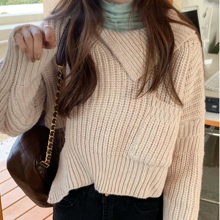 プルオーバー セーター スタイルルーズショートニットオータムウィンタートップス コート 秋物 冬物 モンロー28777487478