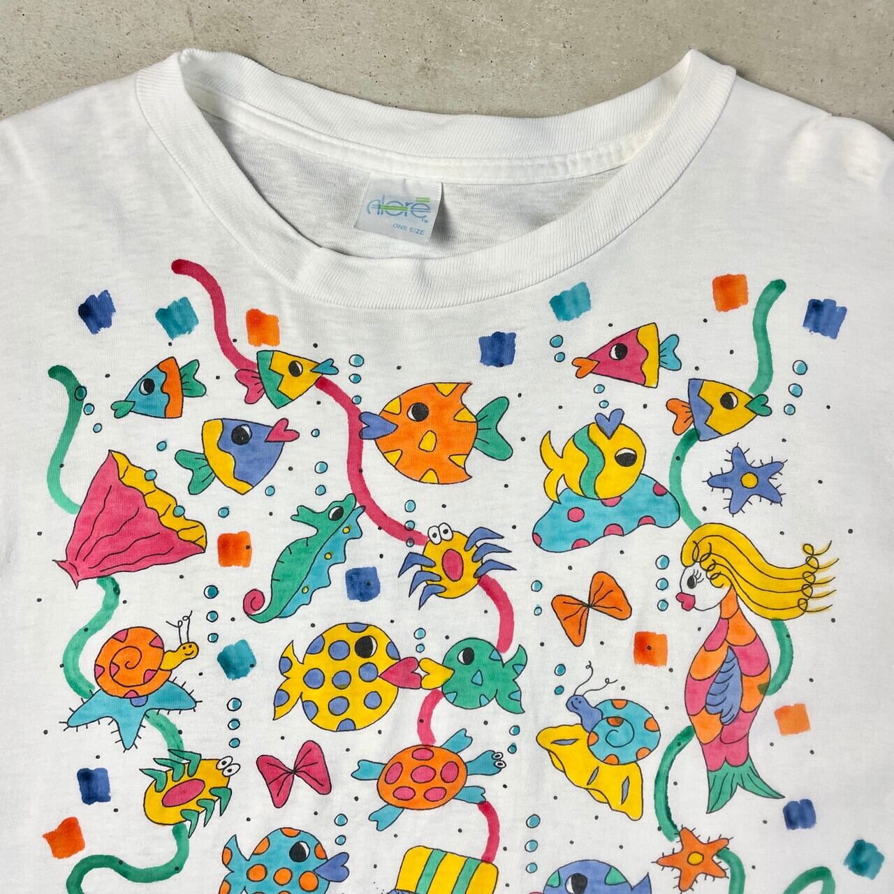 アニマルTシャツtシャツFISH魚フィッシュタイダイメキシコ製アート大判プリント