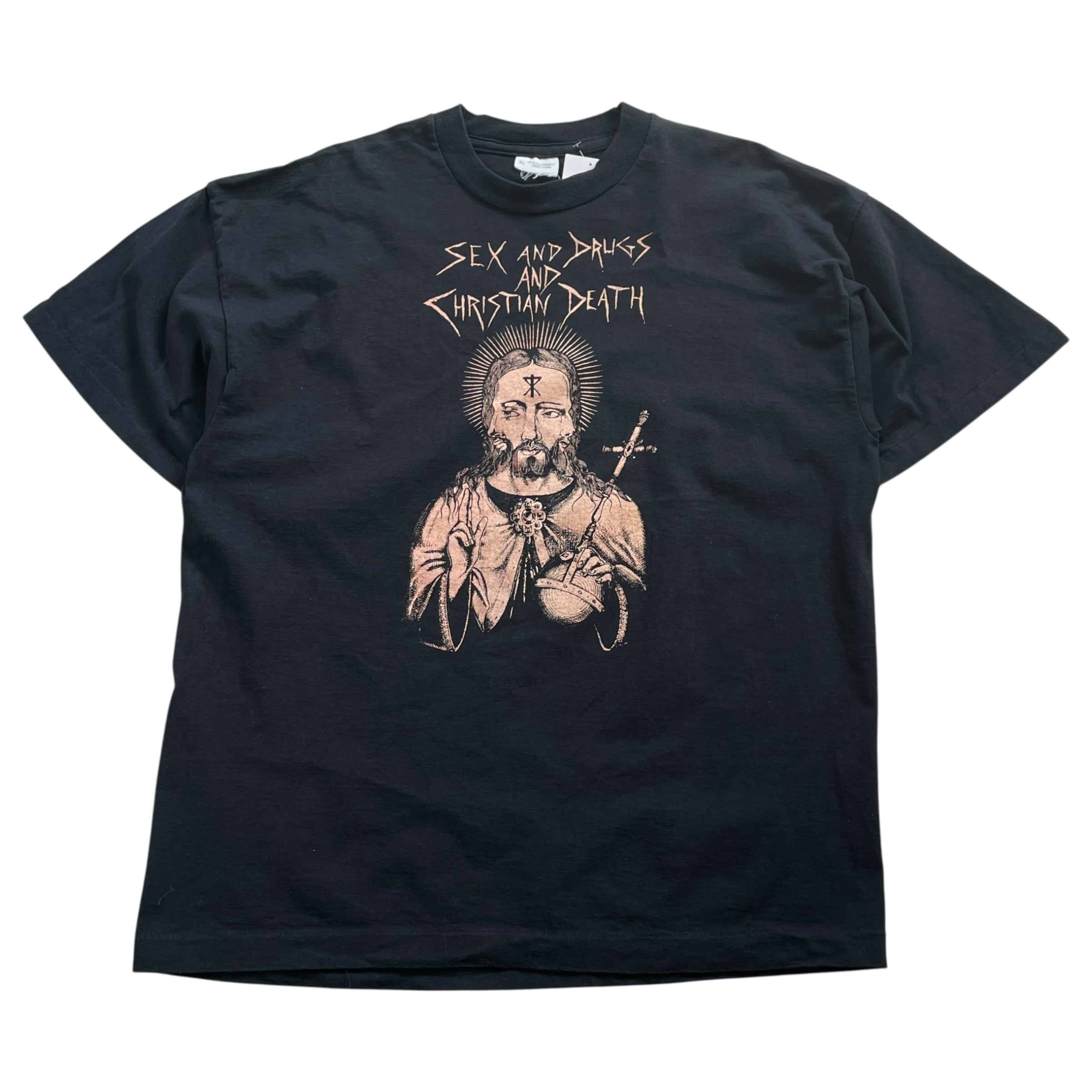 Special!!! 90s CHRISTIAN DEATH "SEX AND DRUGS AND CHRISTIAN DEATH" parking lot T-shirt