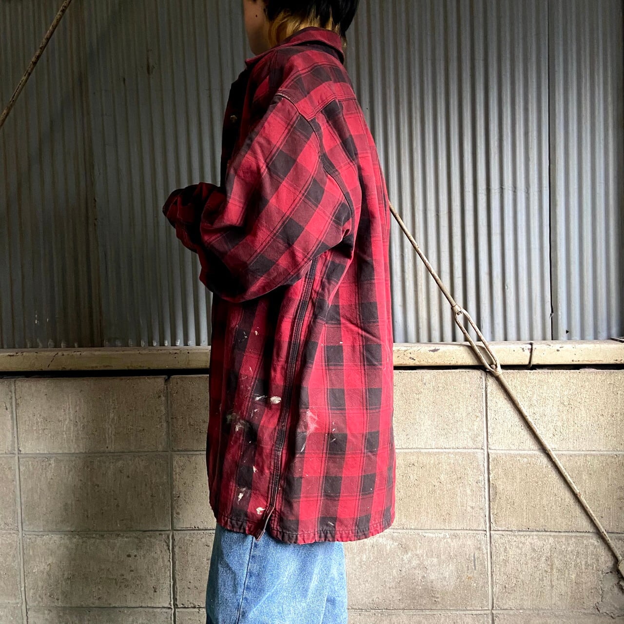 雰囲気系 カーハート ダック地 チェック柄 ワークシャツジャケット