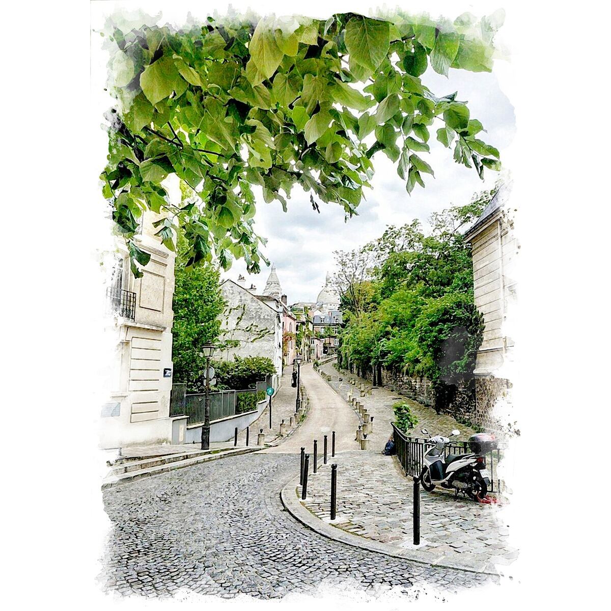 絵画 フランス 風景画(街並み) パリ モンマルトル インテリアアート額 