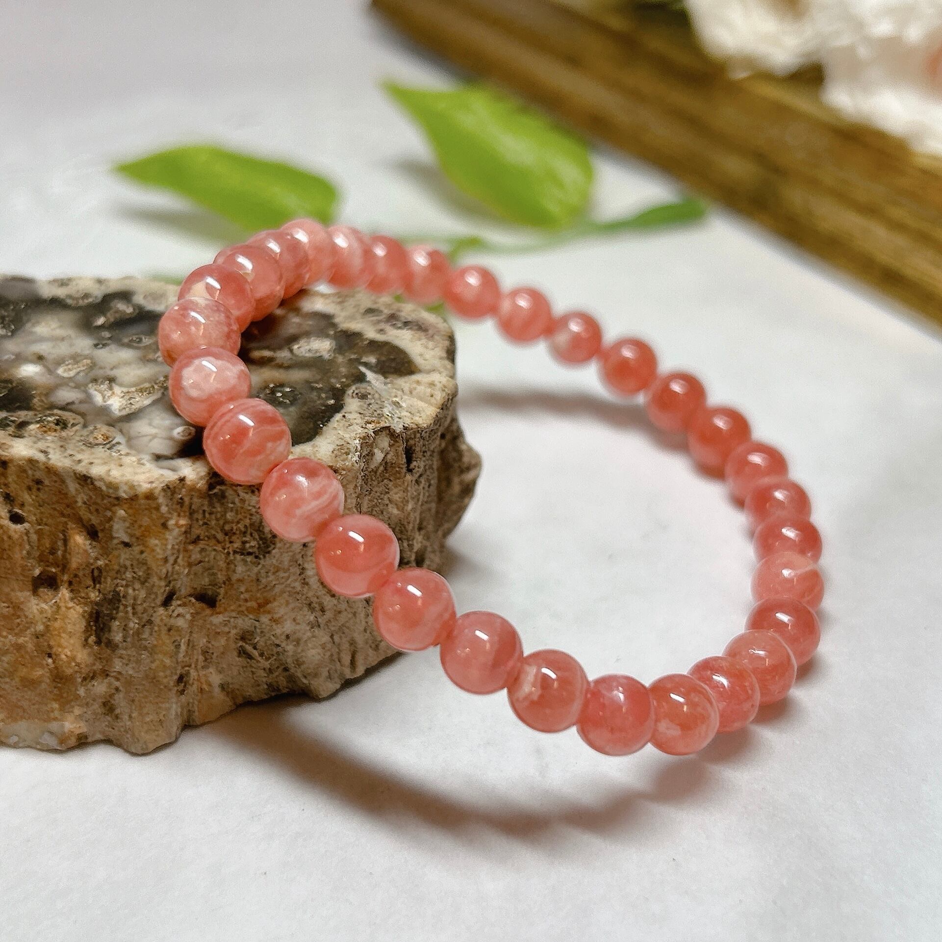 E6567】AAAインカローズ＊6㎜ブレスレット＊ Rhodochrosite(Inca Rose ...