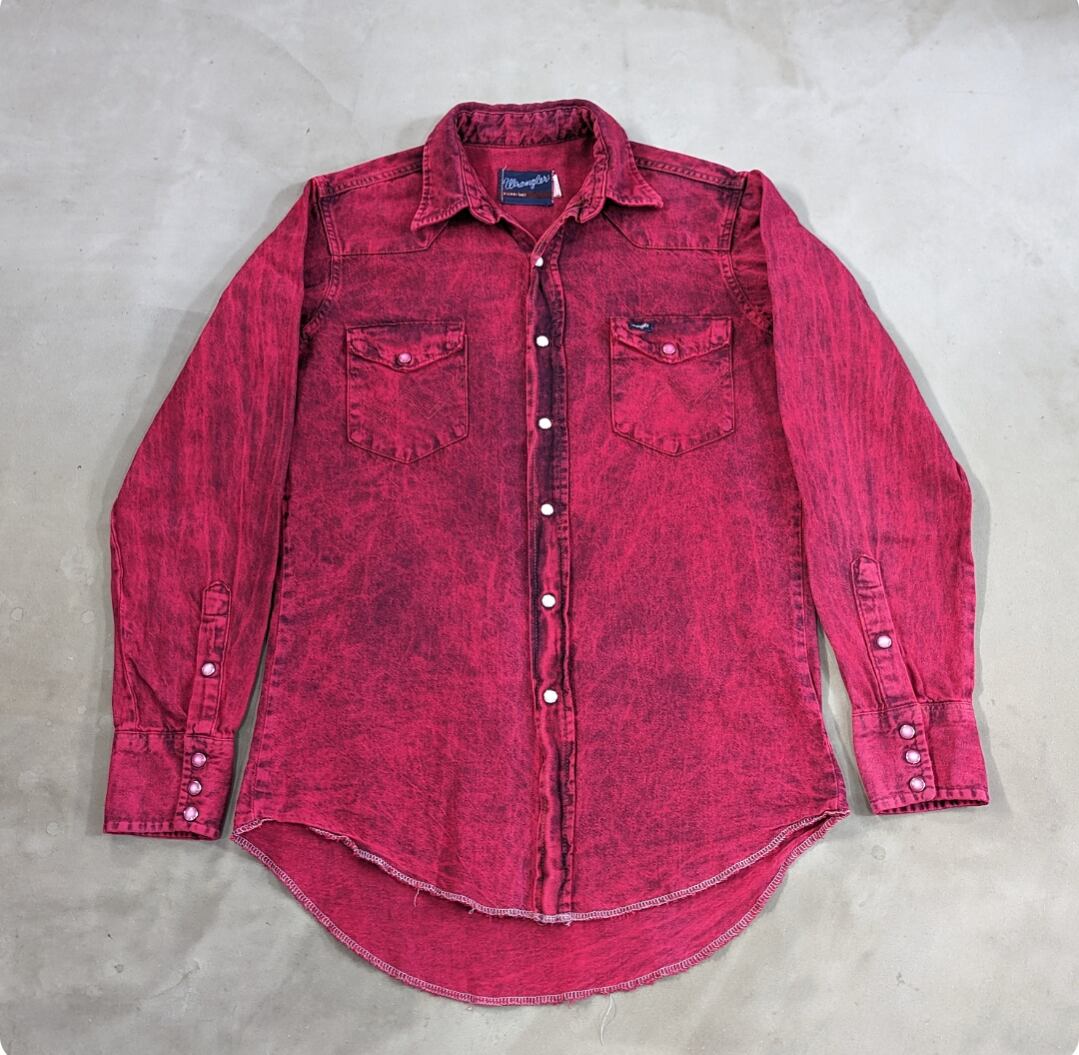90s wrangler Bleach overdyed denim western shirt 小岩店