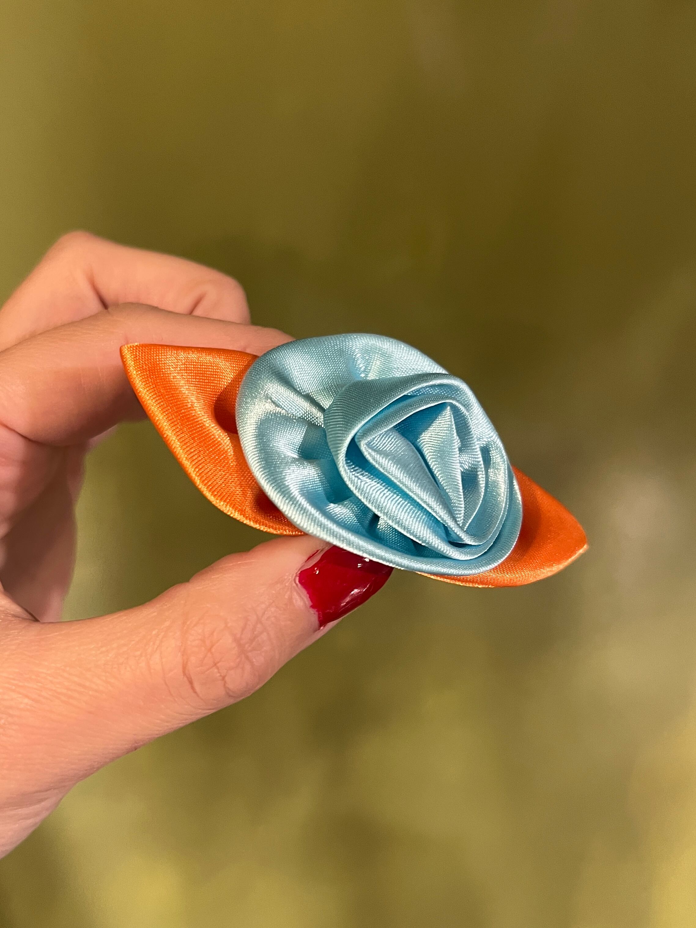 60s -70s orange × turquoise flower shoe clip