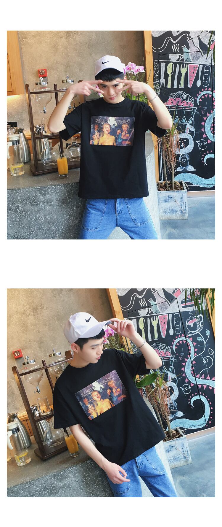 全2色 Tシャツ カットソー プリント カジュアル シンプル