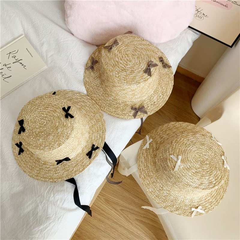 Bibiy ベージュ麦わら帽子 グリーンリボン 正規品 Bibiy ベージュ麦わら帽子 グリーンリボン 正規品 セール価格