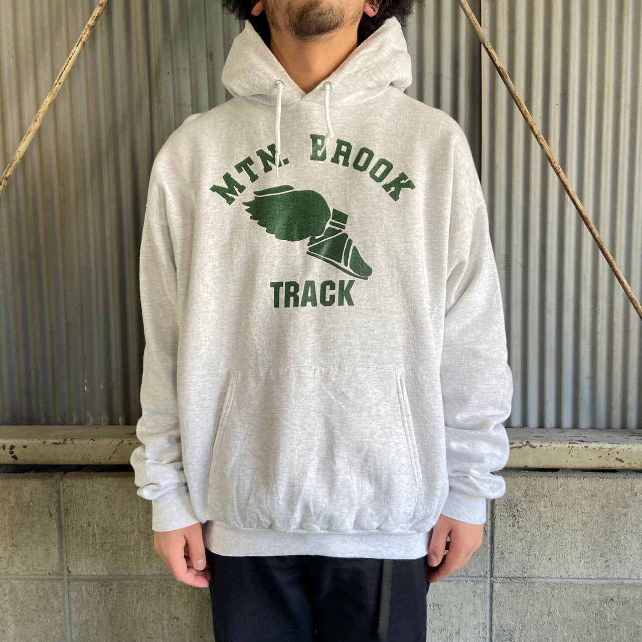 Hanes ヘインズ ウィングフット 3段 プリント スウェットパーカー