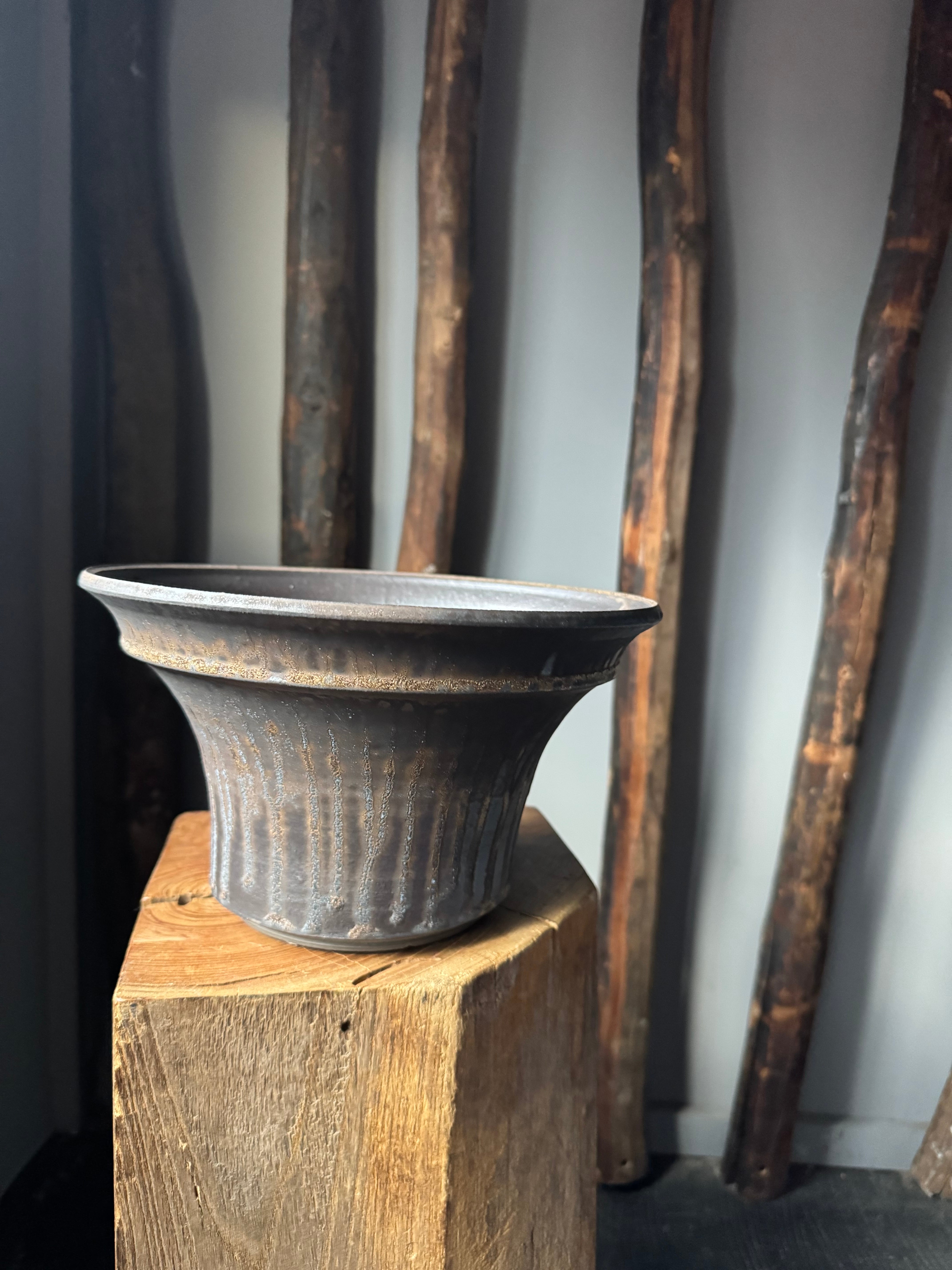 閑野淳　植木鉢 新着】deracinefactory 閑野淳氏 大鉢【高さ14cm 横幅24cm】最高の陶器