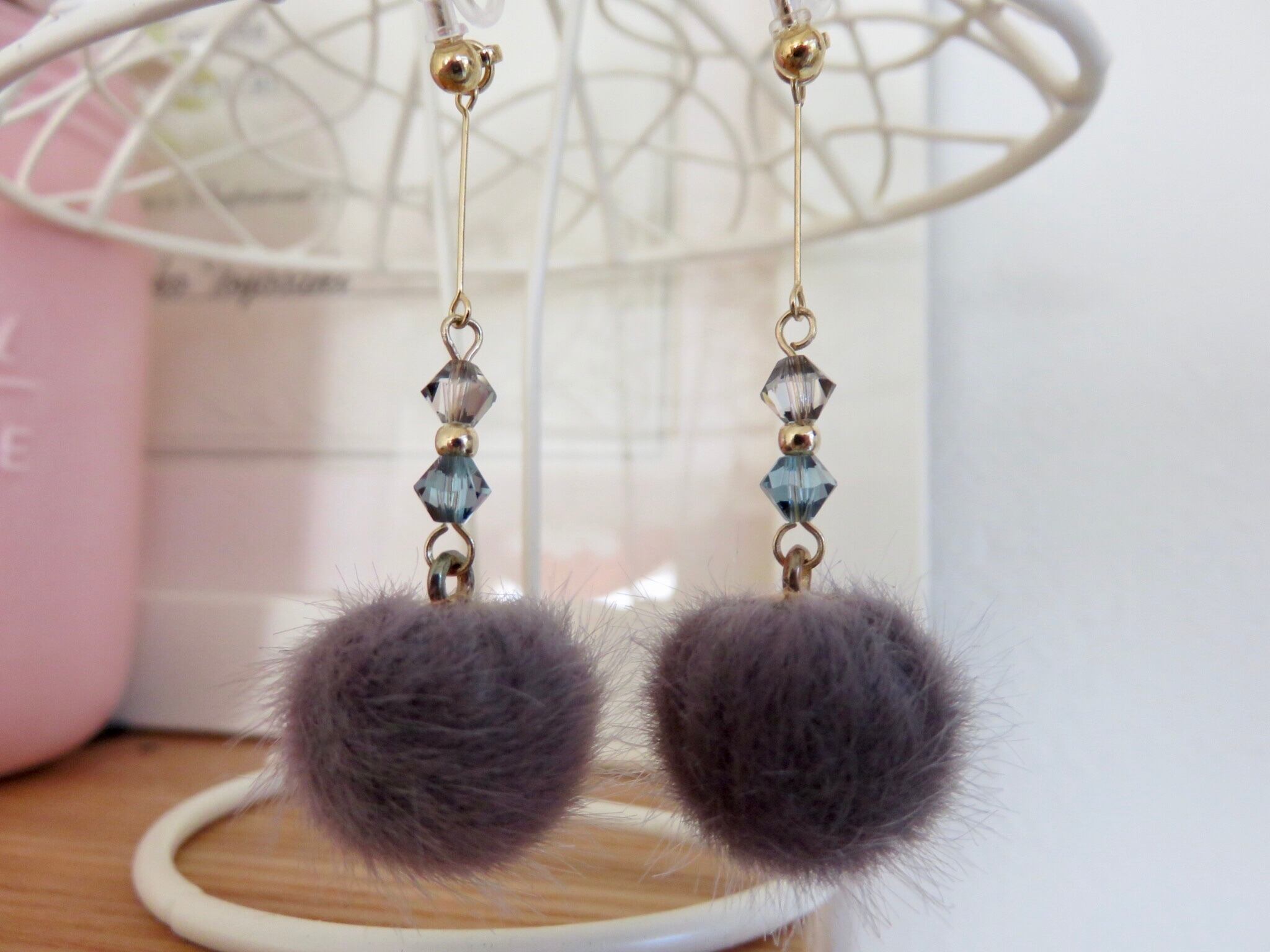 秋冬カラー フェイクファー イヤリング | RIMOKA