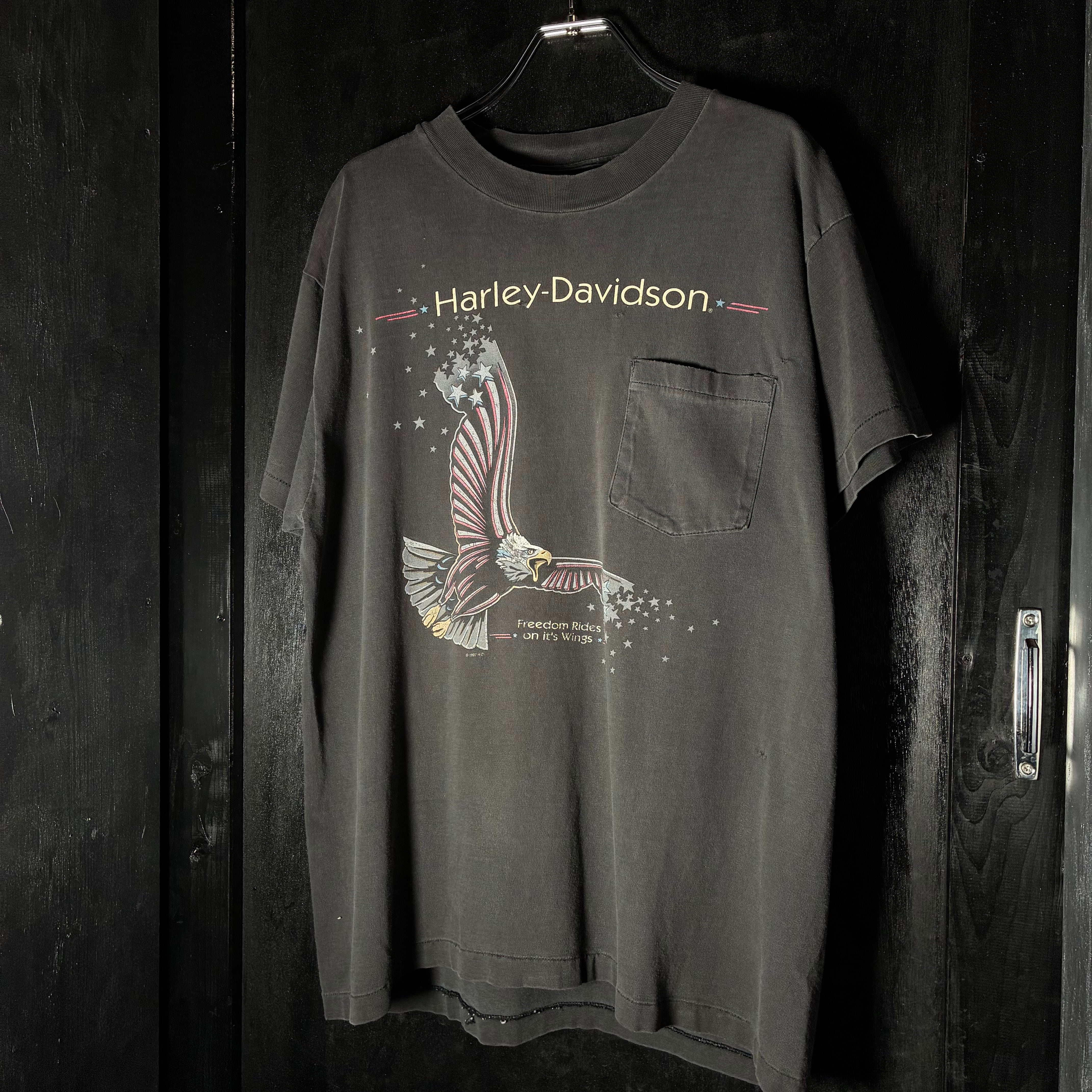 90s USA】Harley-Davidson Vintage Pocket Tee ハーレーダビッドソン