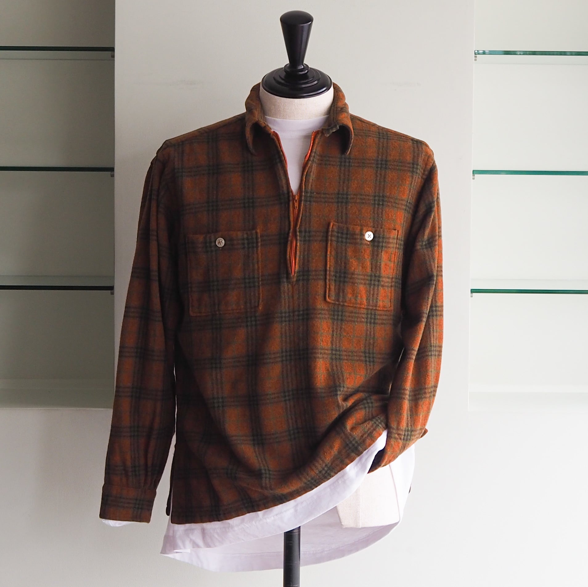 50s-60s Donegal Half Zip Wool Shirts
